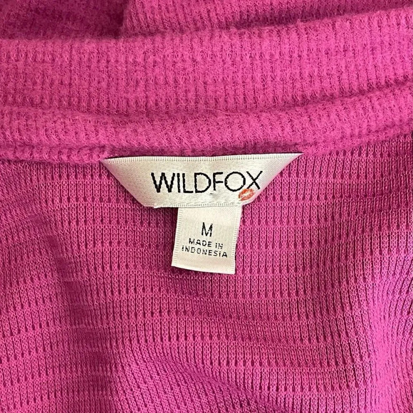 Wildfox | haley waffle knit top soft brushed ribbed V neck long sleeve - Picture 8 of 10